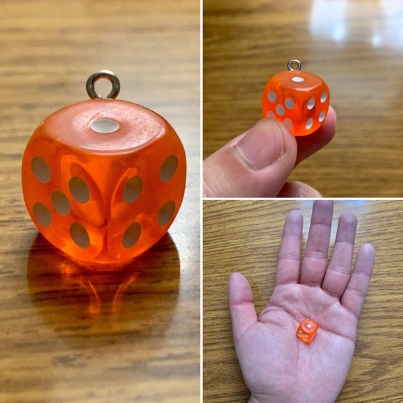 Jewelry - Single Orange Dice Charm Pendant